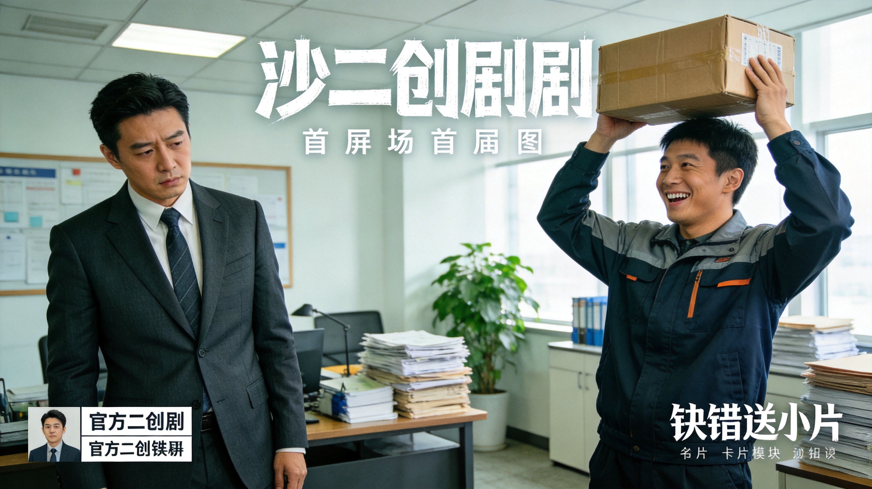 沙雕魔改短剧《总裁的快递小哥》横版官方海报