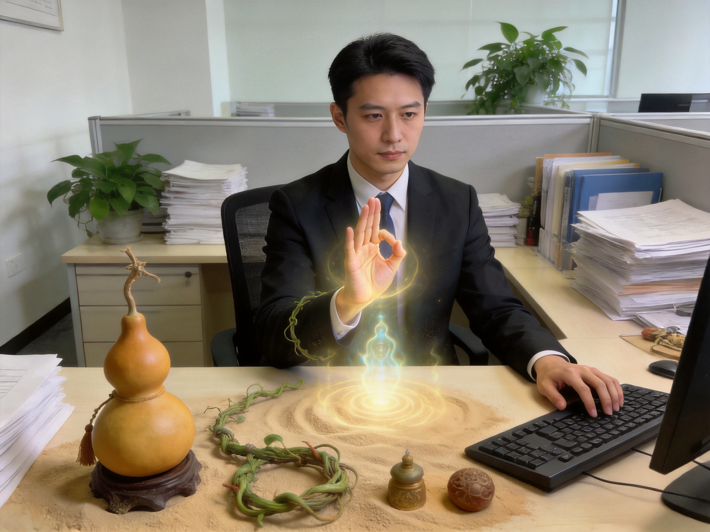 玄幻职场短剧《打工人修仙图鉴》竖版海报